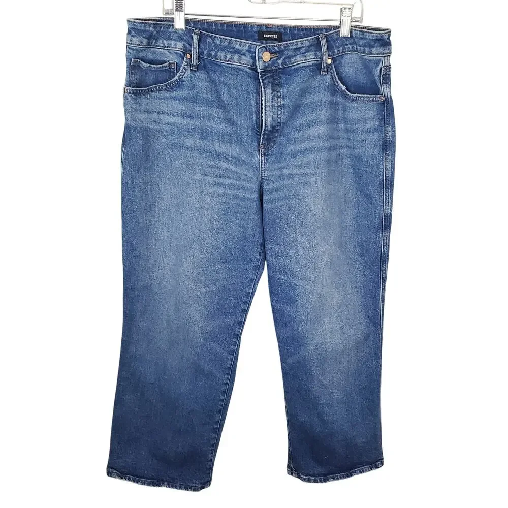 EXPRESS | 90s Ankle Boot Mid Rise| Medium Wash| Denim Jeans | Size 16R - Picture 3 of 11